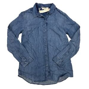 Lovestitch Long Sleeve Chambray Shirt in Blue